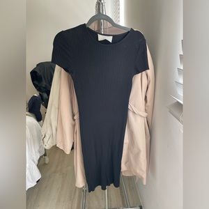 Cale long ribbed bodycon black dress, size M